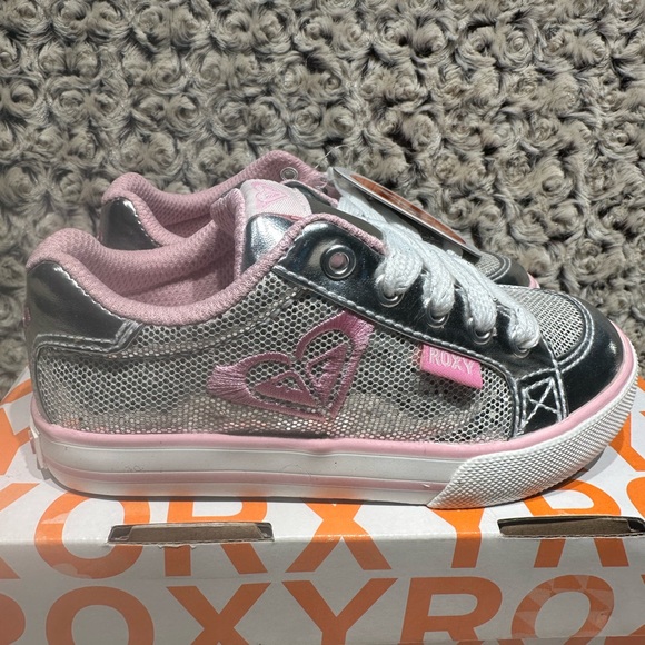 ROXY Girls Aliso Silver Sparkle Sneakers Girls US Size 10 Brand New With Box - Picture 5 of 11